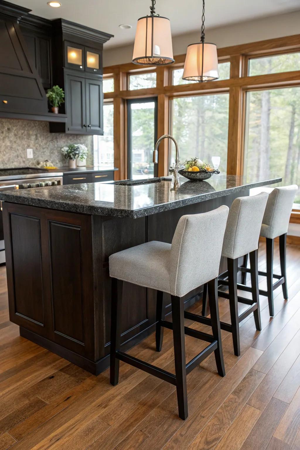 Integrated seating transforms your kitchen island into a social hub.