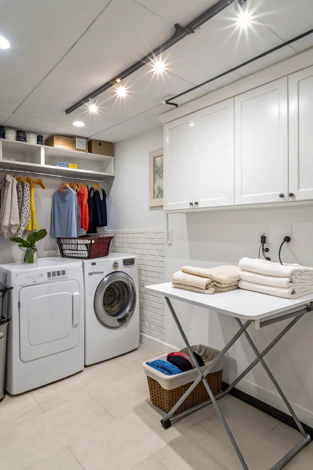 Brighten up your laundry room with strategic lighting.