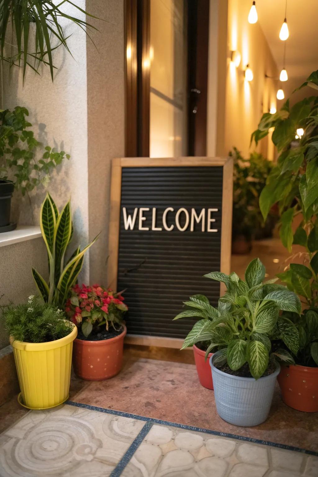 A welcoming message to greet visitors as they enter your home.