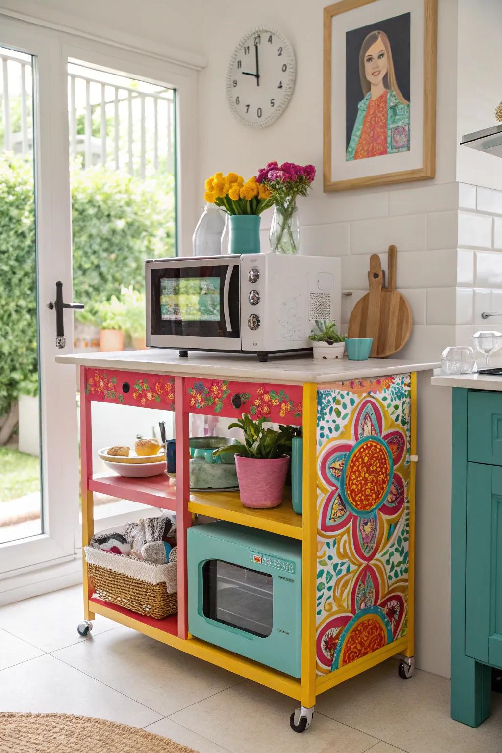 Add personality to your kitchen with a colorful cart.