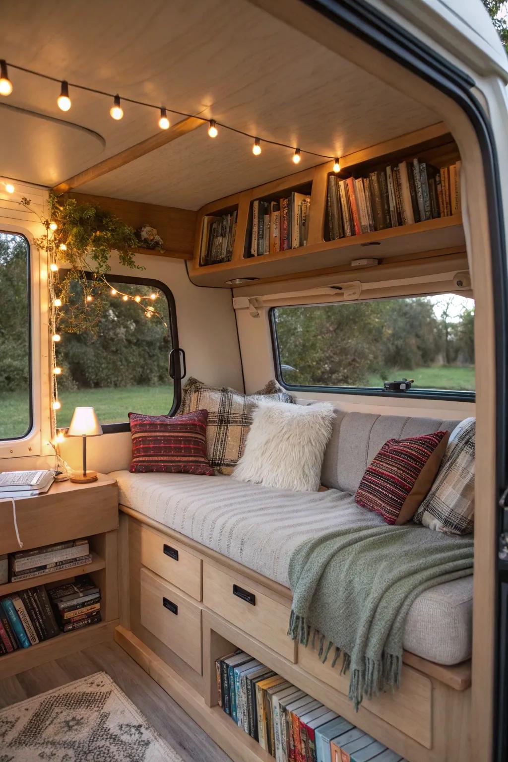 Transform an unused corner into a cozy retreat in your mobile home.