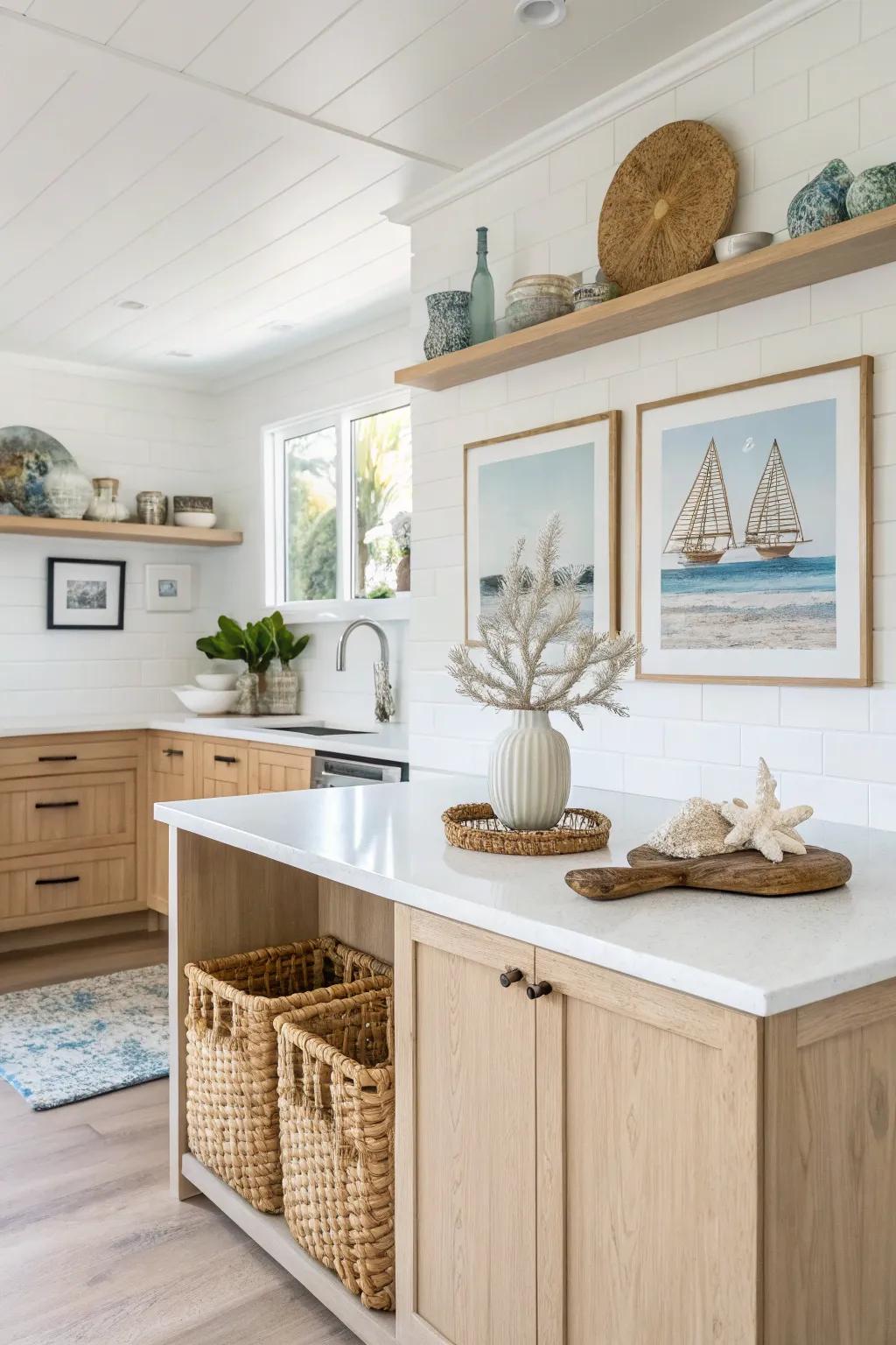 Minimal decor enhances the coastal theme in this kitchen.