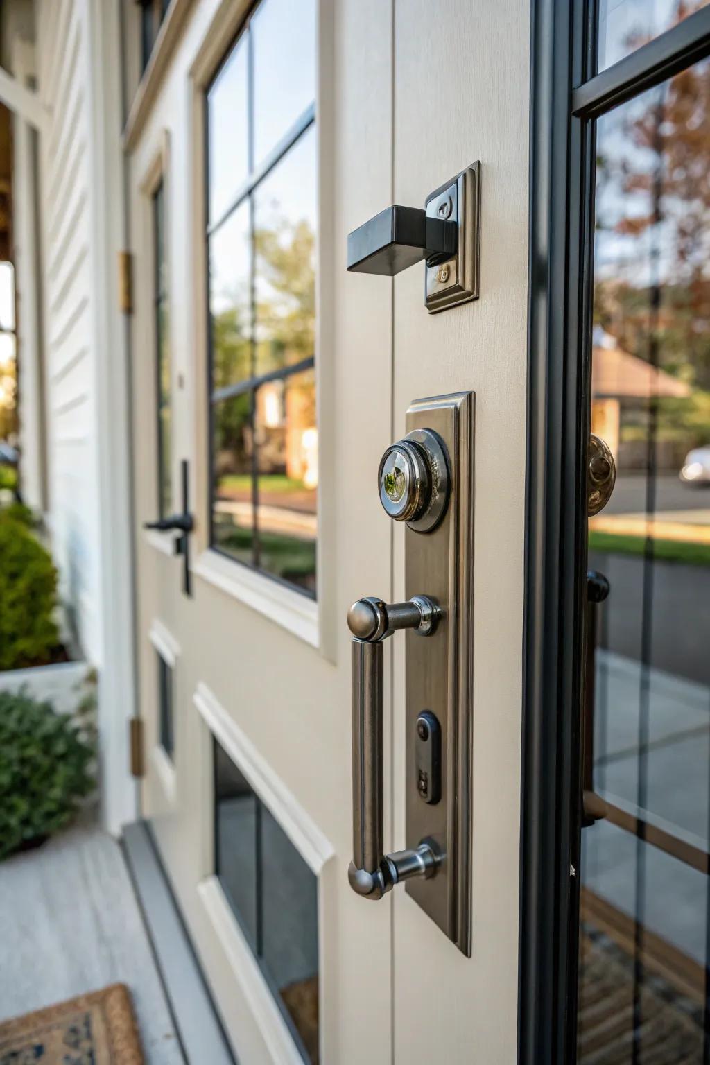 Distinctive hardware adds character to your front door.