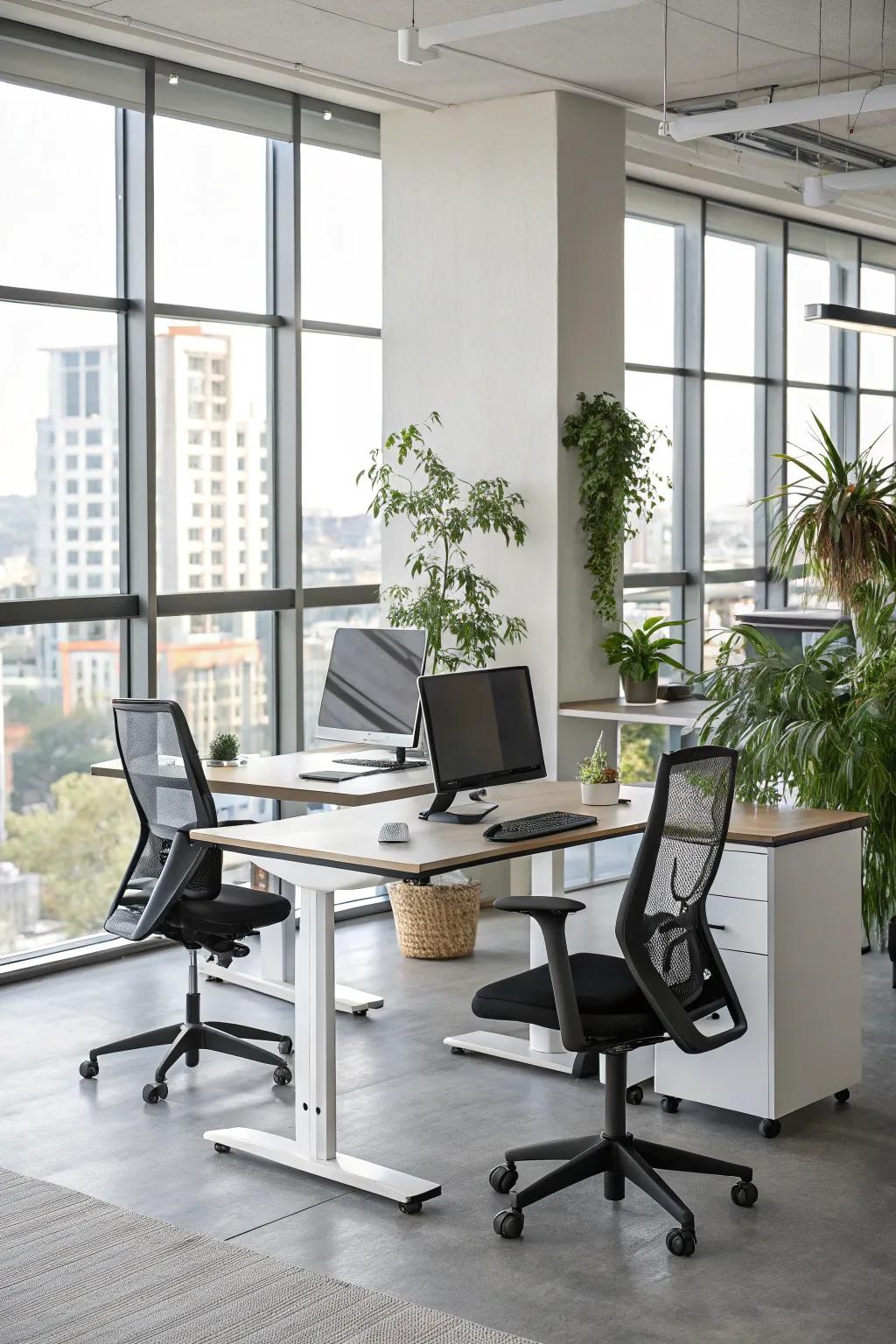 Ergonomic furniture for comfort and health in the workplace.