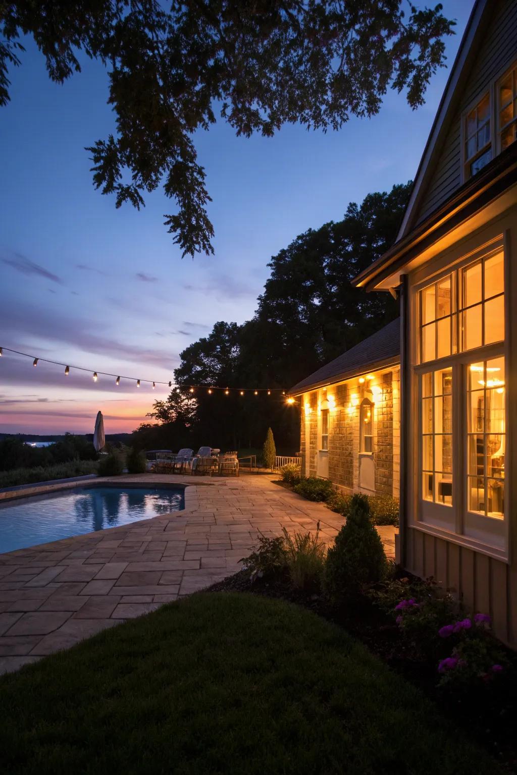 Set the mood with ambient lighting that highlights your pool house