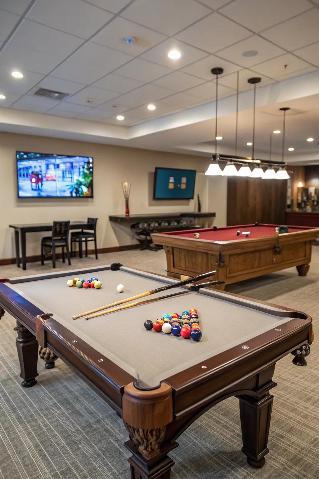 Combine entertainment features to maximize your pool table room's functionality.