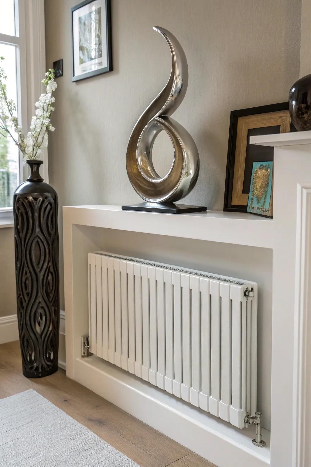 Make a bold statement with a sculpture on your radiator shelf.