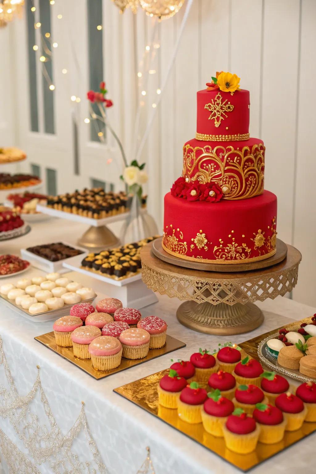 Dazzling dessert displays become a centerpiece of the party.