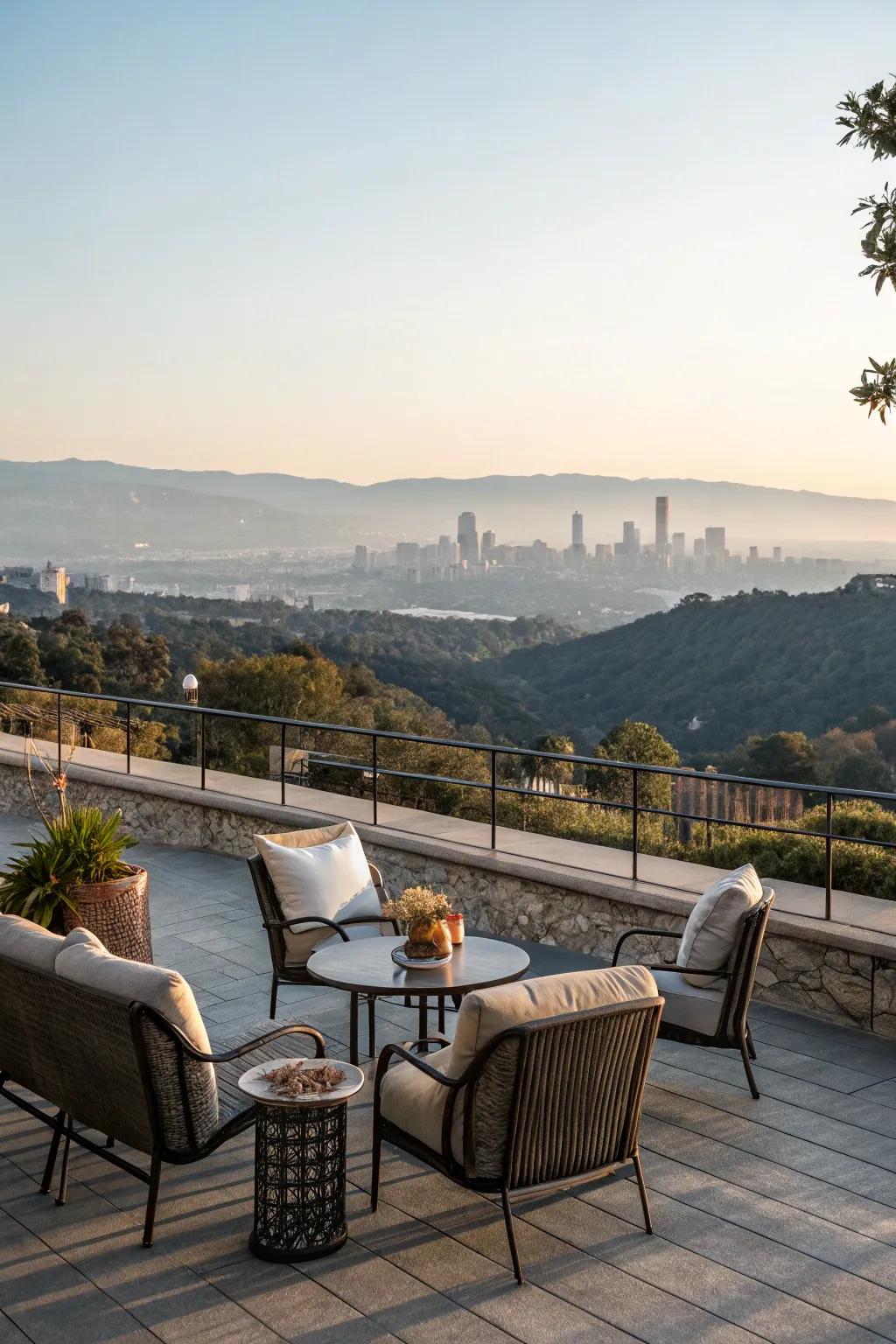 Rooftop seating with breathtaking views.