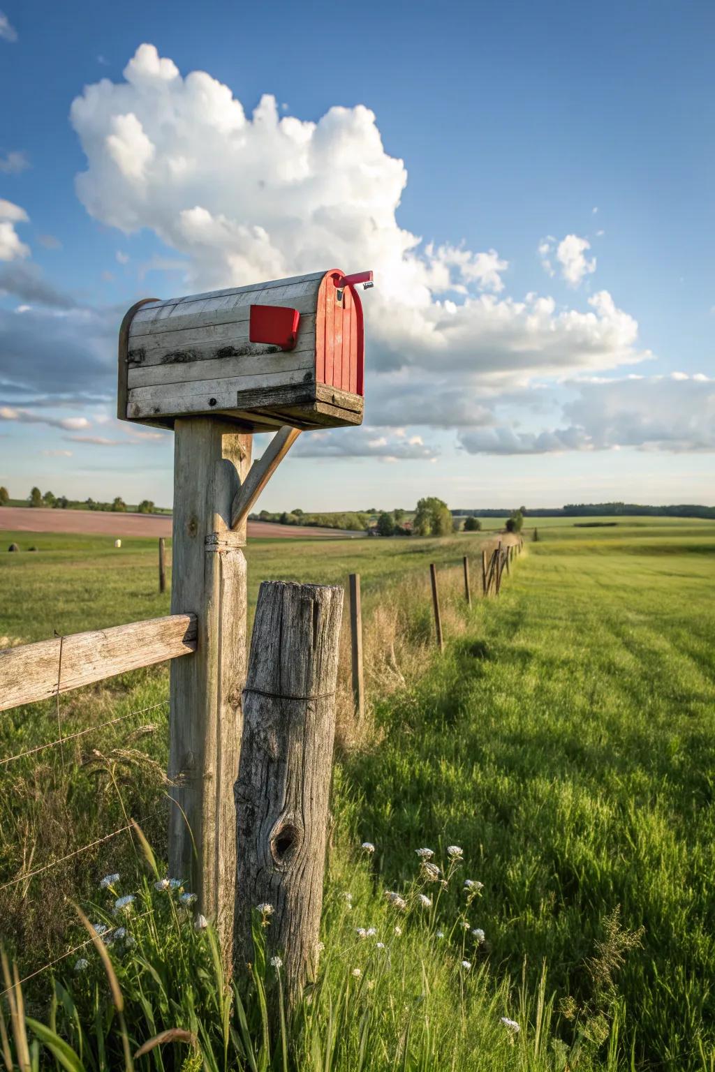 Reclaimed barn wood brings history and character to this mailbox post.