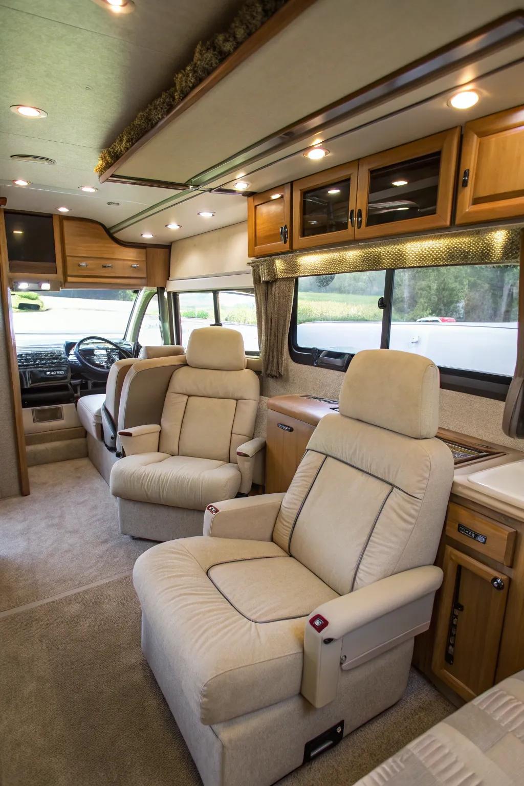 Reclining seats turn your RV into a relaxation haven.