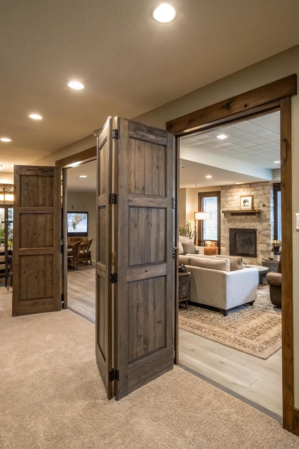 Functional room dividers with saloon doors.