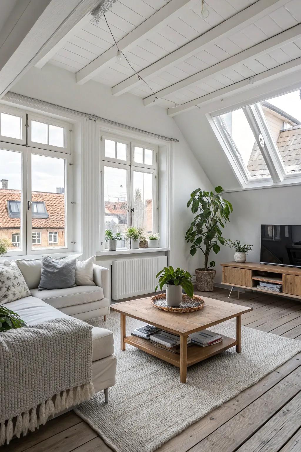 Open spaces invite calm in this Scandinavian interior.