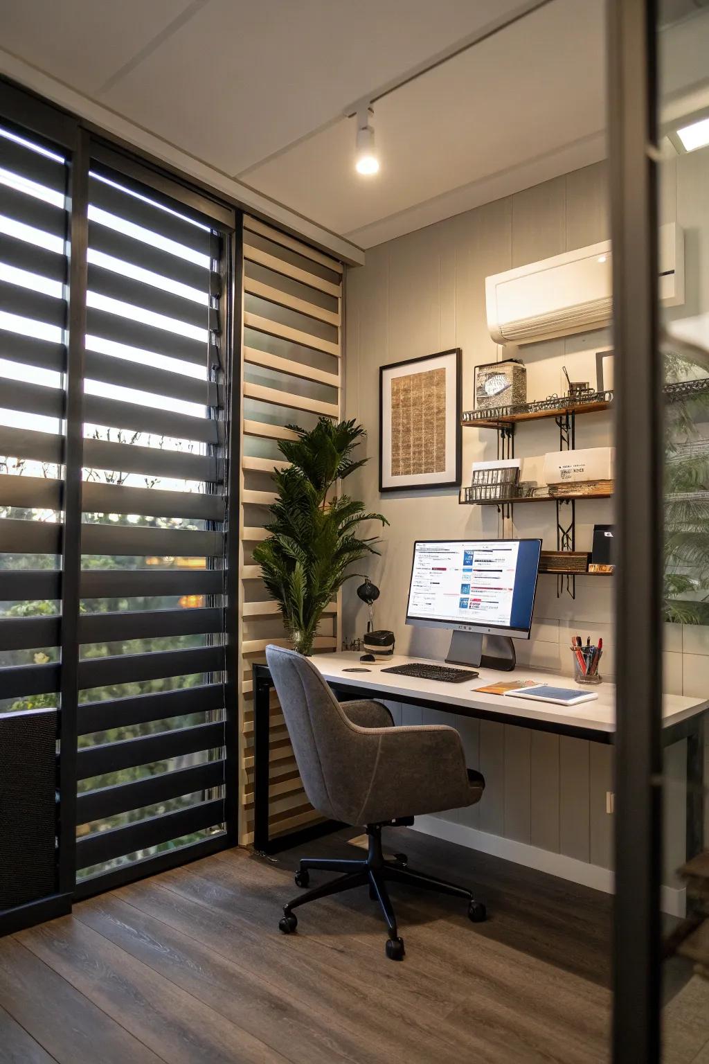 Adjustable slats in screen walls provide both privacy and style.