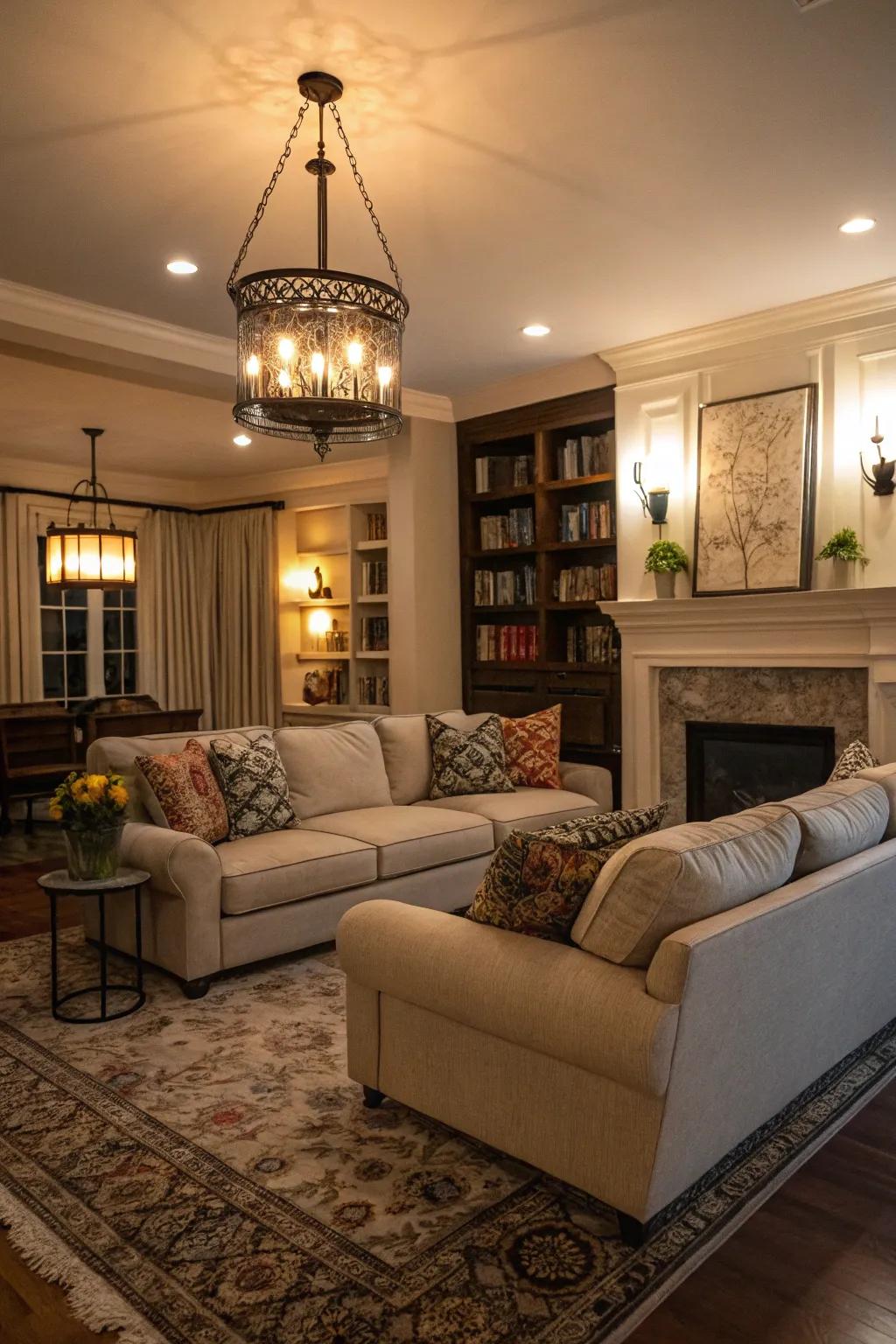 Proper lighting enhances the beauty and mood of your sectional space.