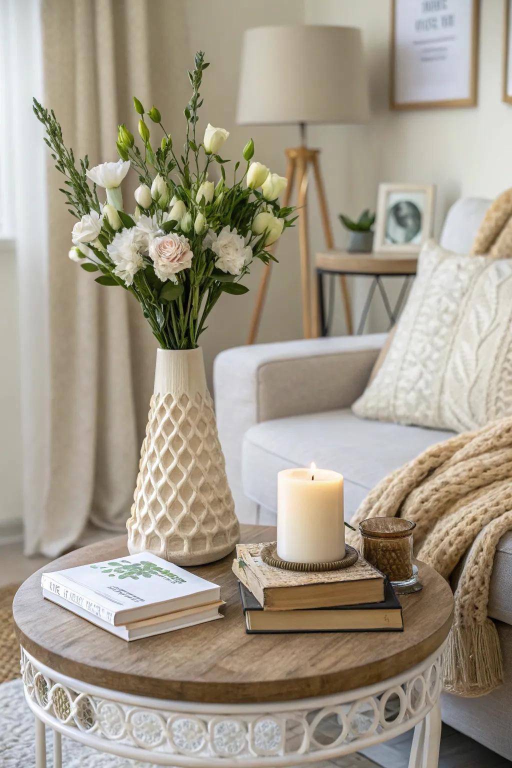 Neutral tones create a soothing and harmonious table setting.