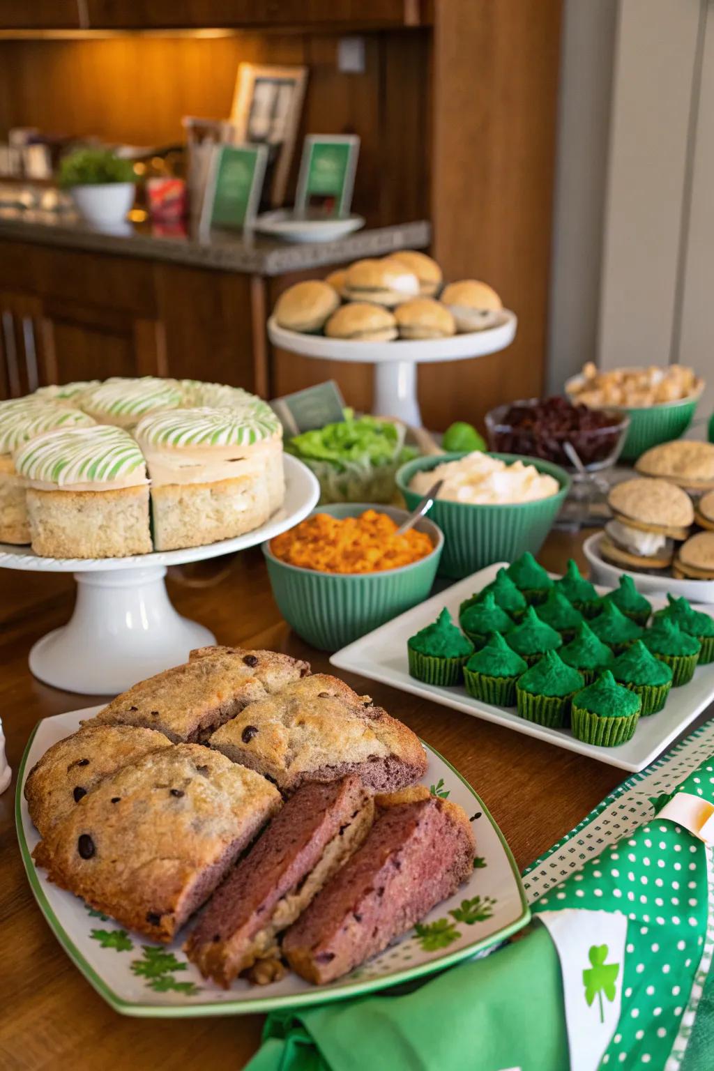 Treat your guests to a delicious spread of Irish favorites and themed desserts.