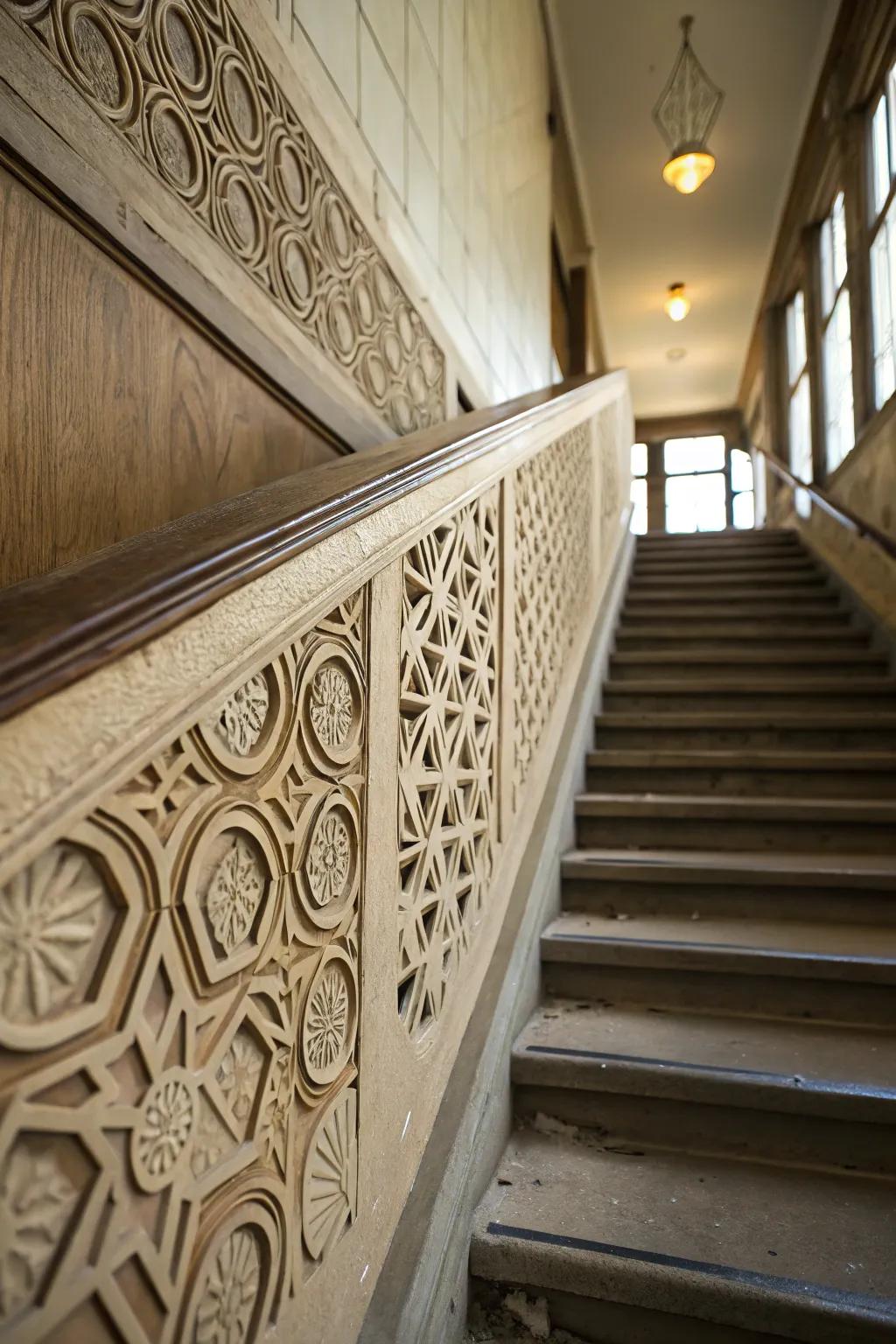 Geometric molding patterns add an artistic statement.