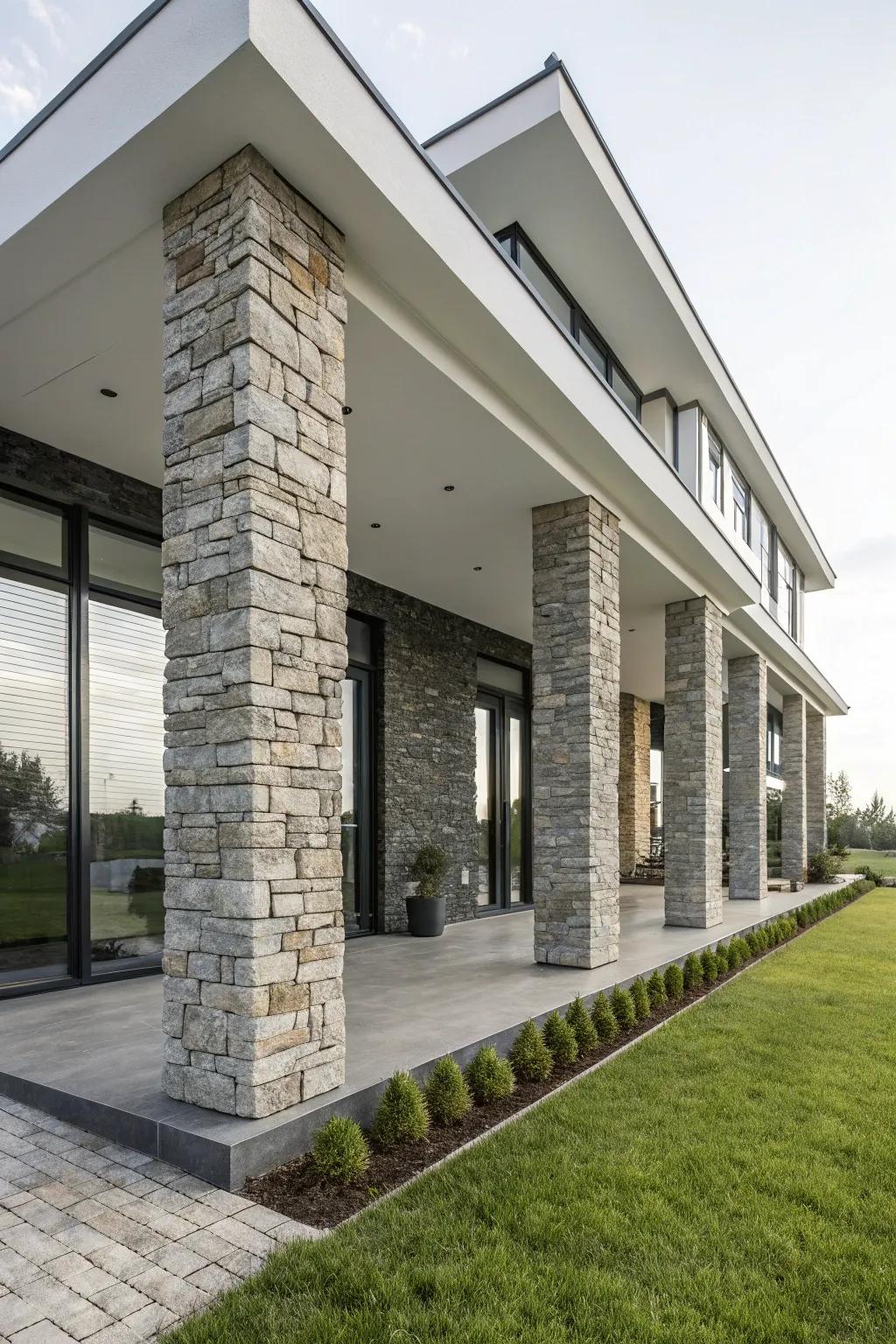 Make a bold architectural statement with stone pillars.