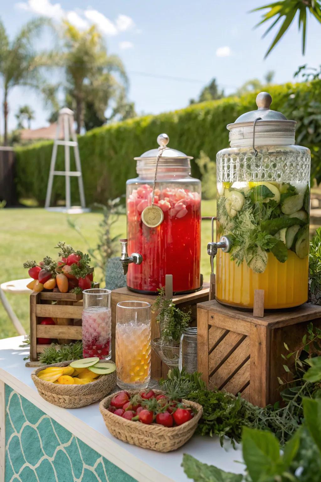 Keep the refreshments flowing with a stylish outdoor drink station.