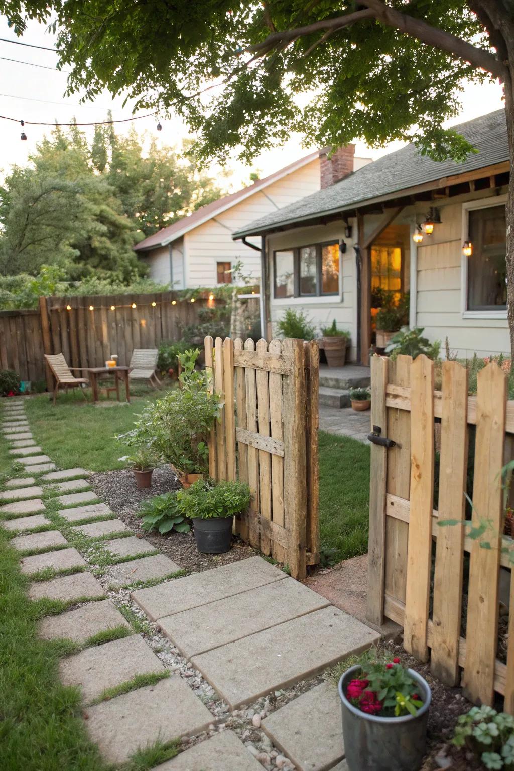 Pallet fencing provides a creative and cost-effective privacy solution.