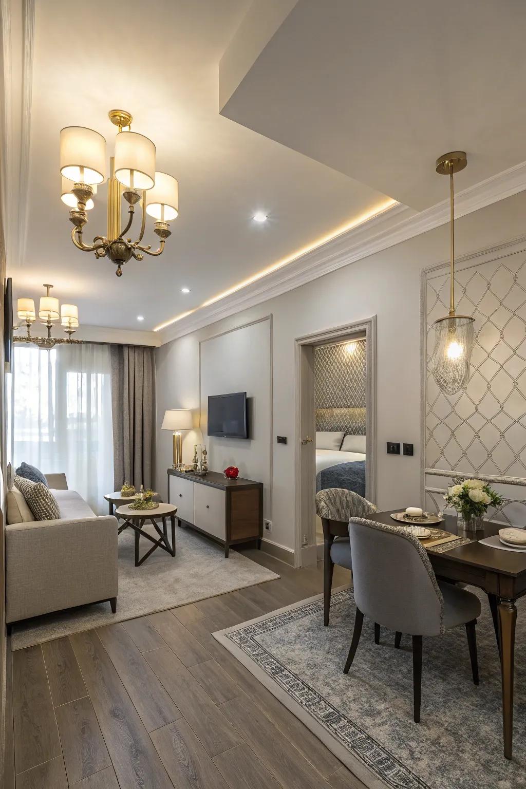 Light up your space with wall-mounted fixtures for a sleek look.