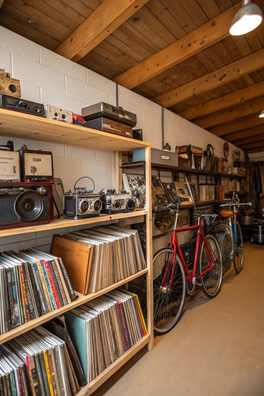 Nostalgic memorabilia adds personal stories to a vintage garage.