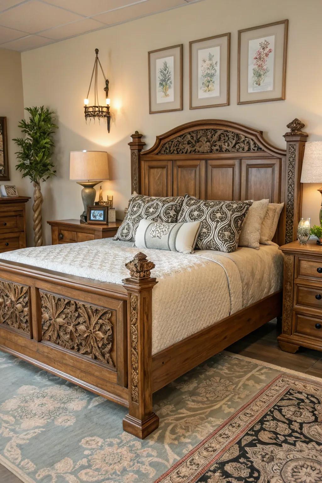 A statement headboard that elevates the bedroom's design.