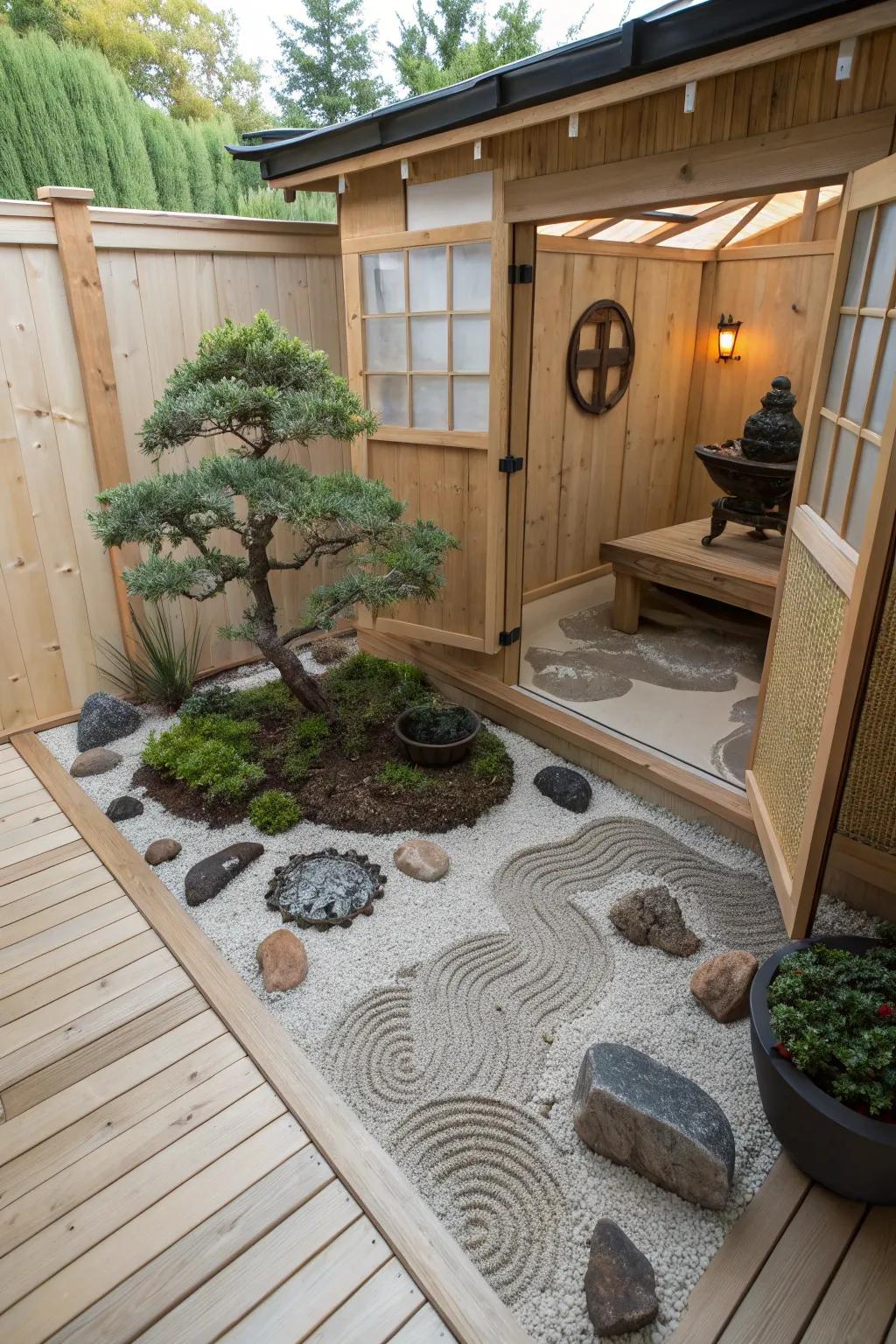 Find peace and tranquility with a Zen garden in your shed.