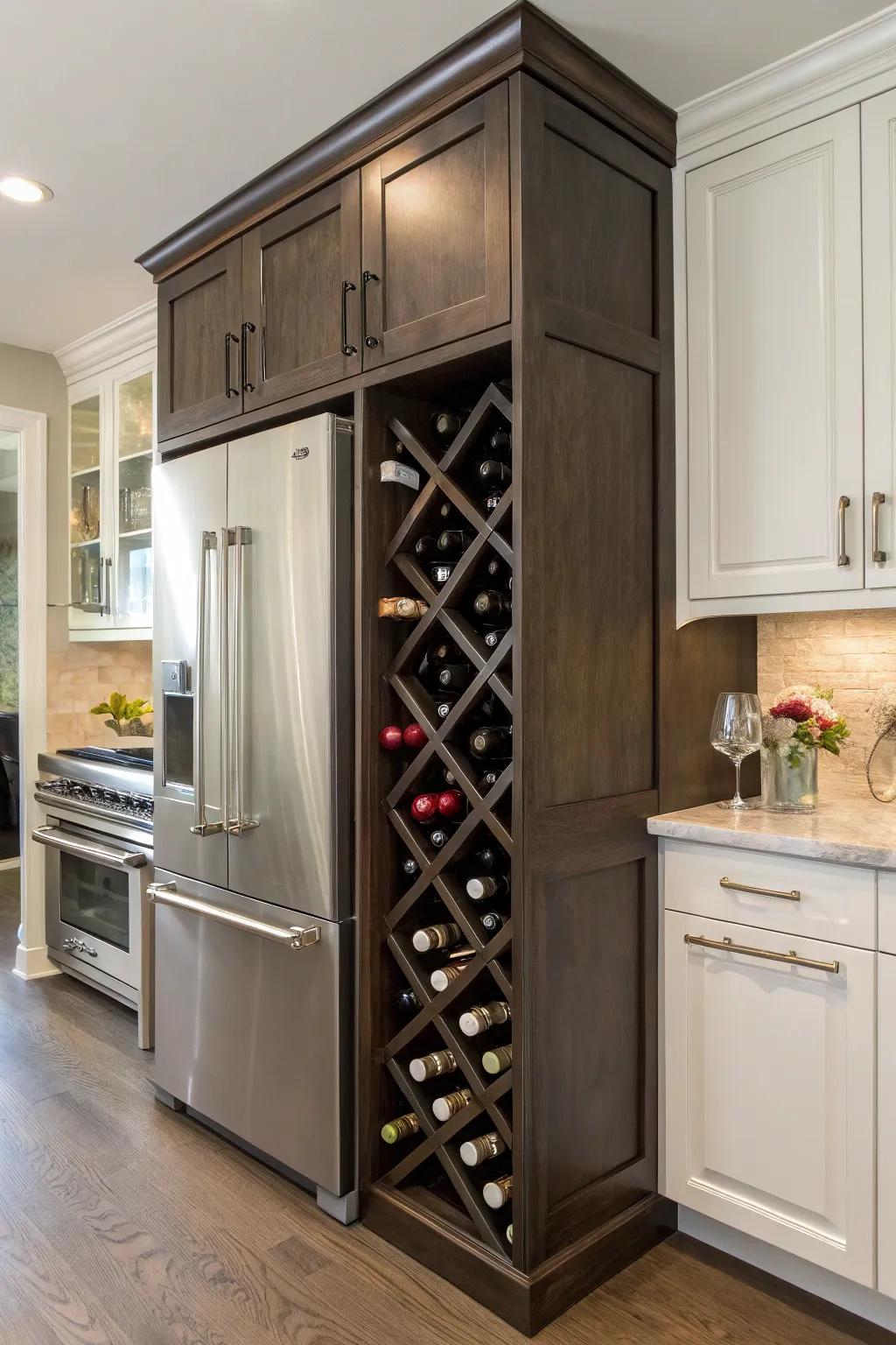 An integrated wine rack adds both functionality and elegance.