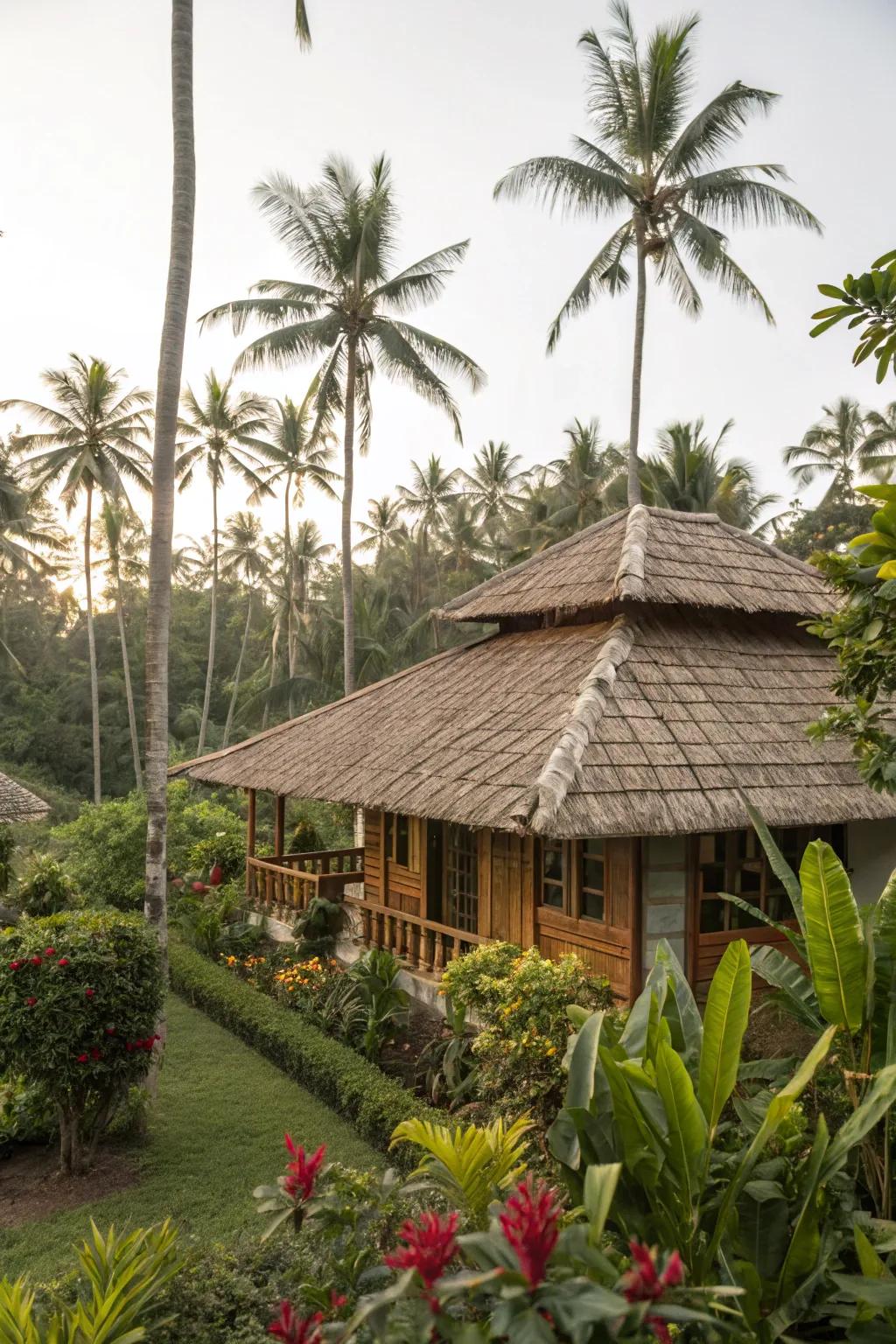 Bamboo roofs are a sustainable choice for tropical areas.