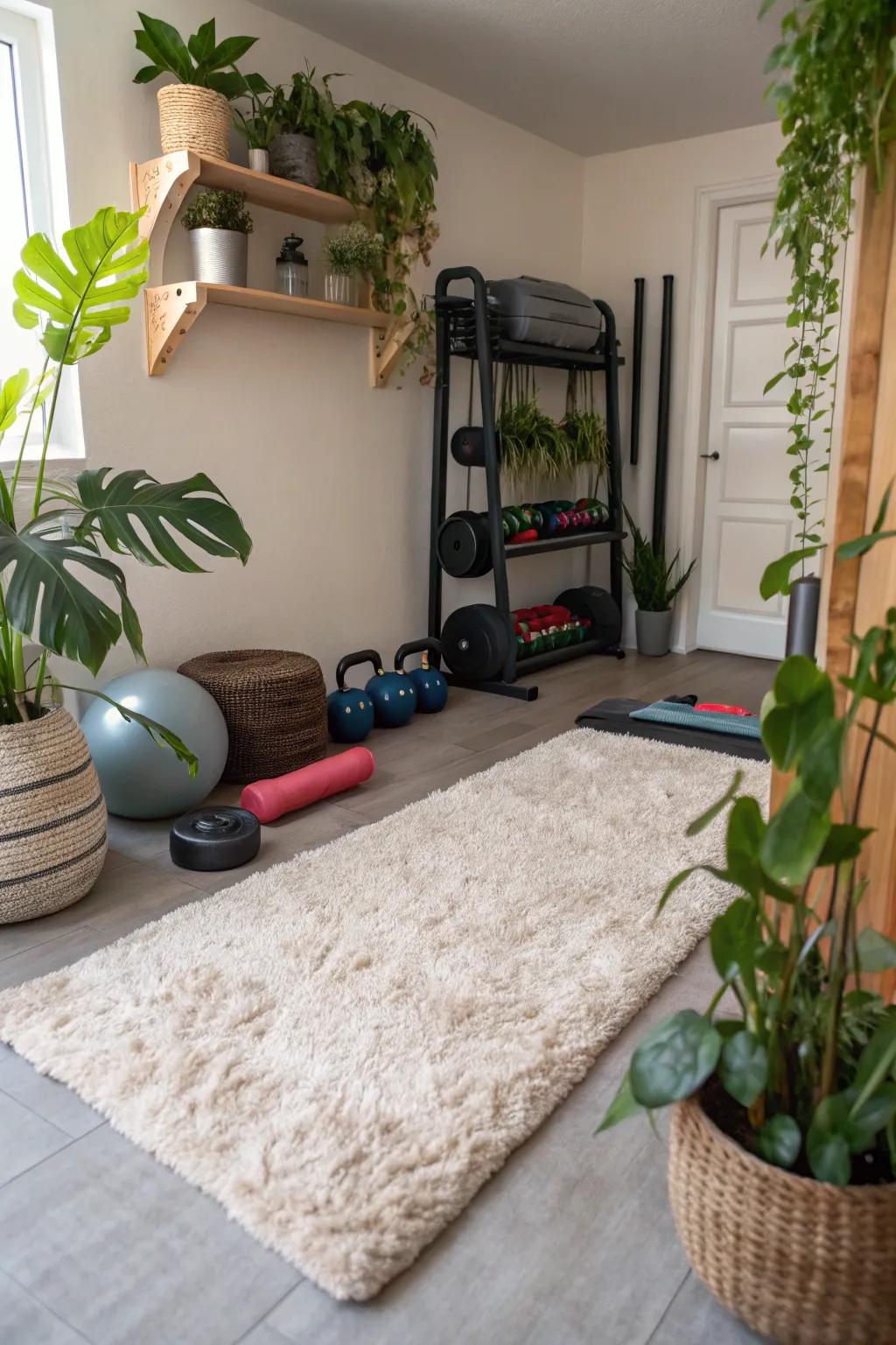 Comfortable flooring enhances your workout environment.