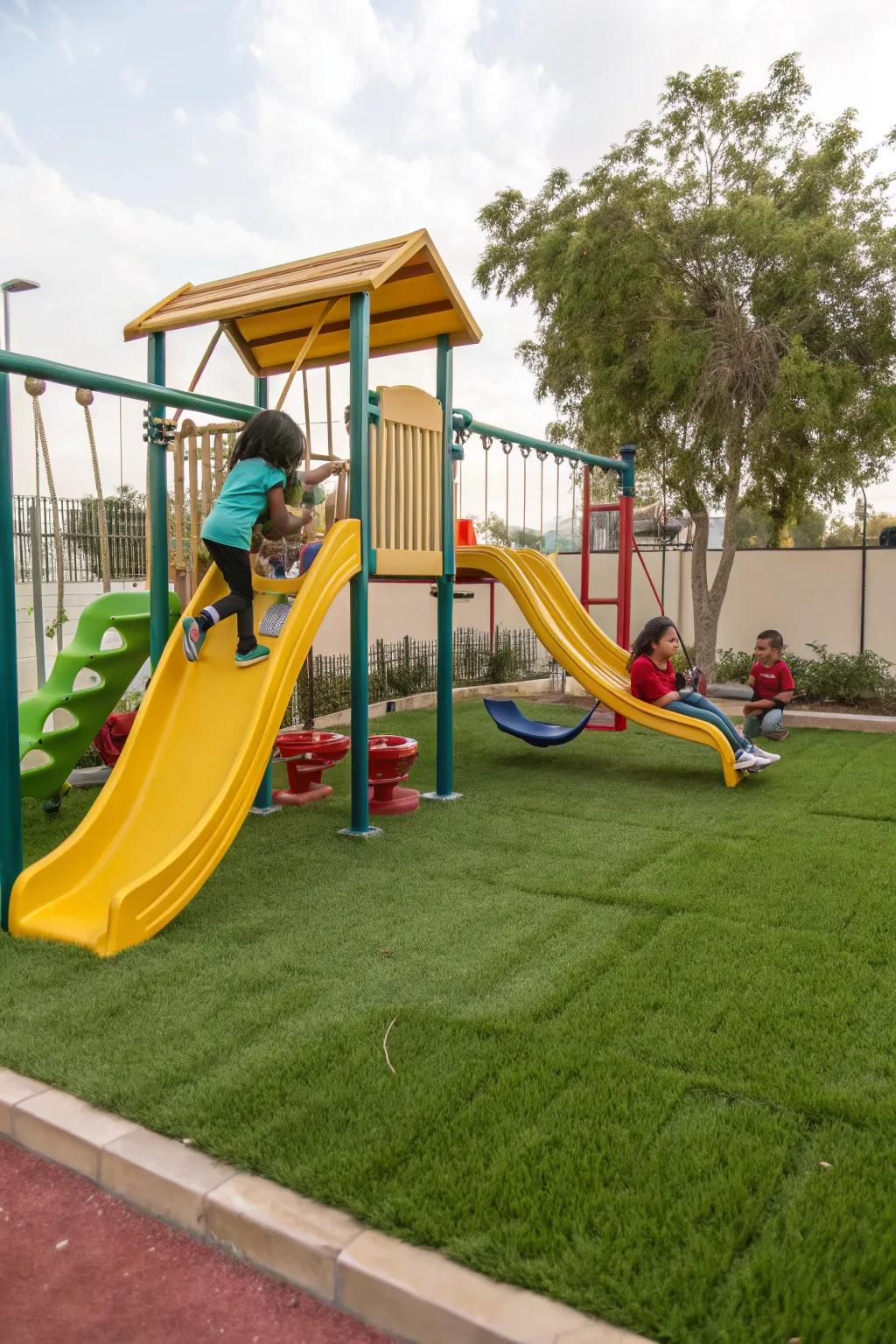 Create a safe and fun play area for kids with durable artificial grass.