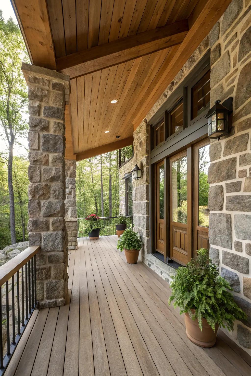 Mix materials for a textured and interesting porch.