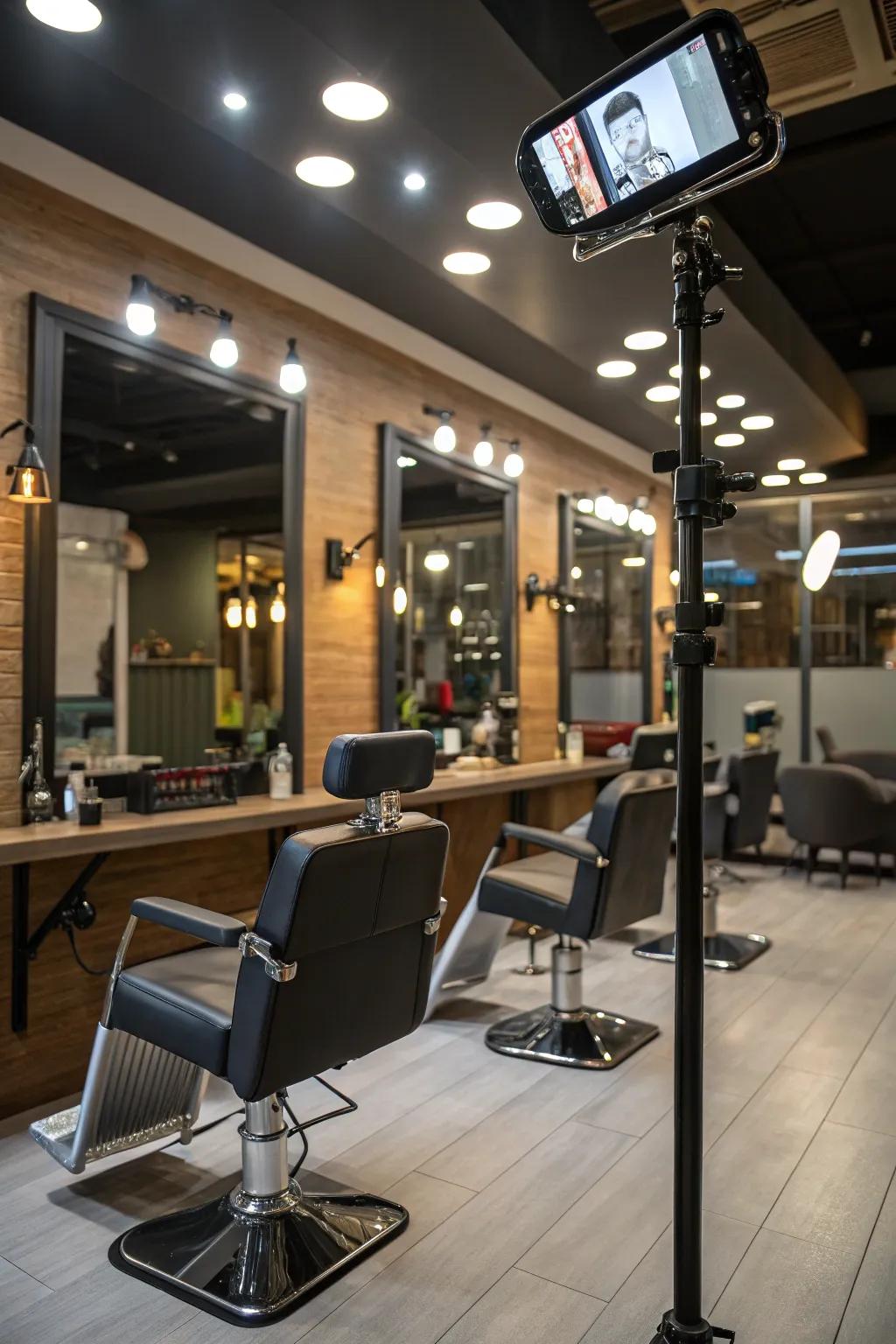 Smart lighting for a dynamic and adaptable barbershop atmosphere.