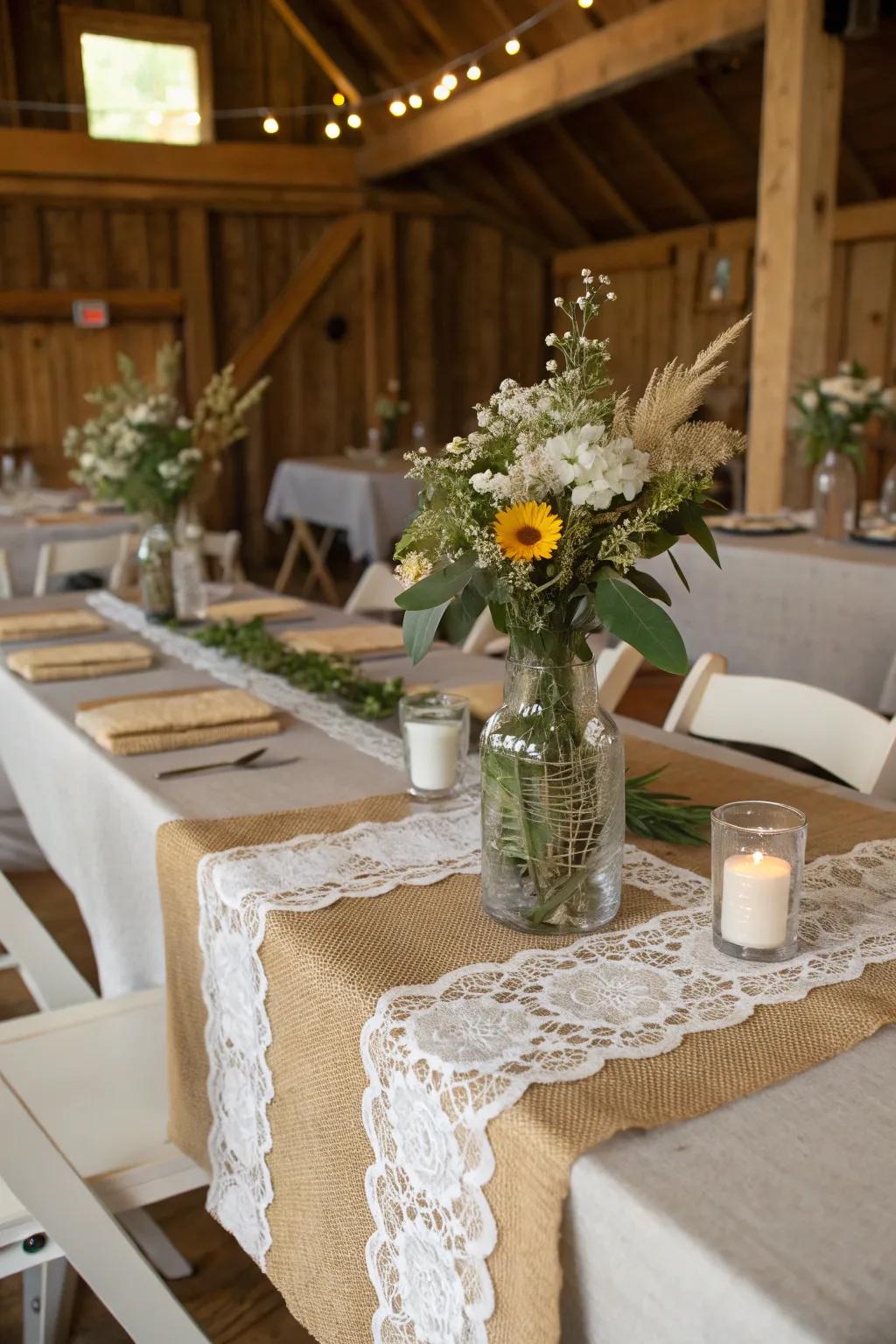 Rustic table settings blend simplicity with elegance.