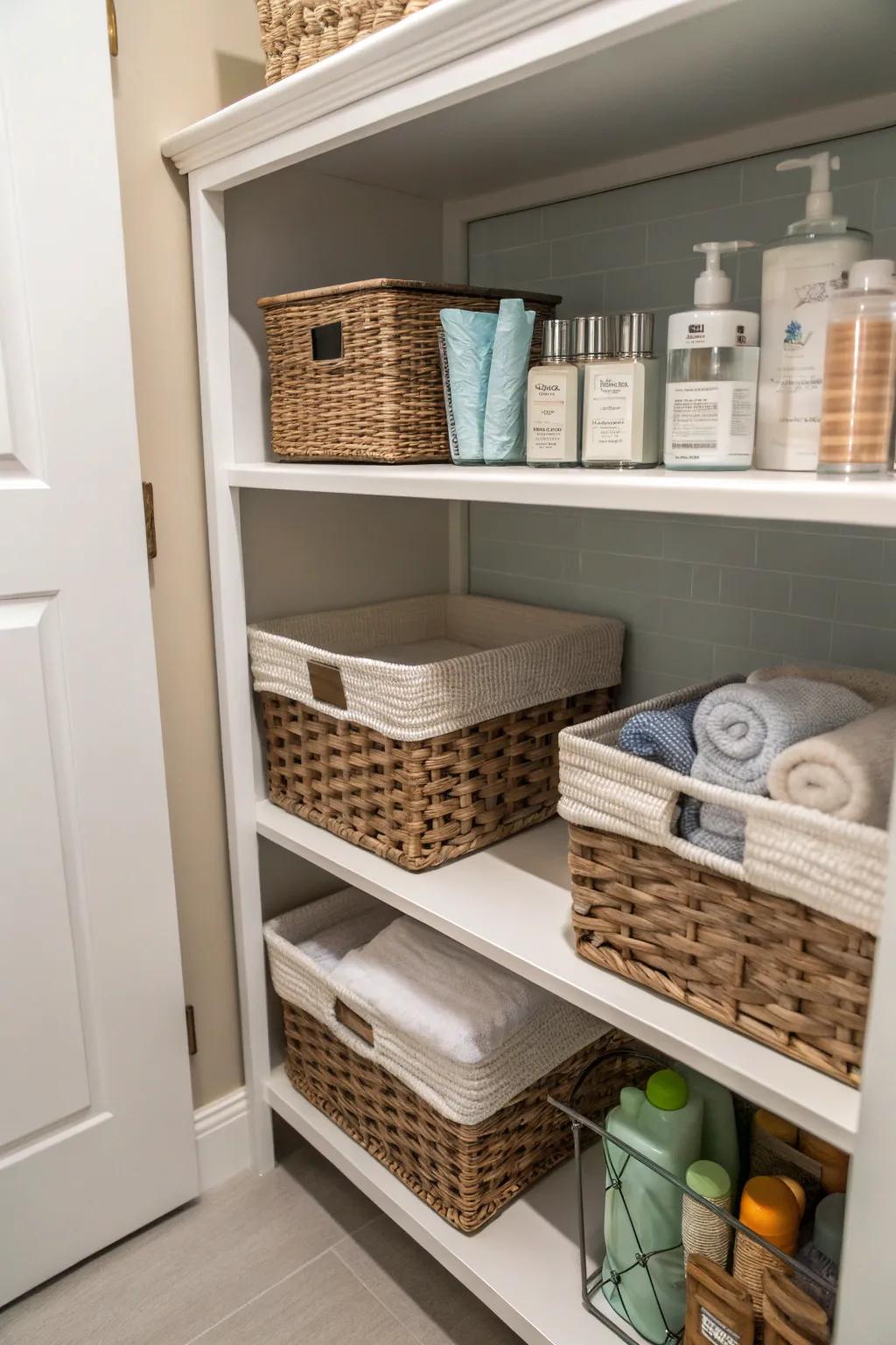 Make use of every inch with under-shelf baskets.