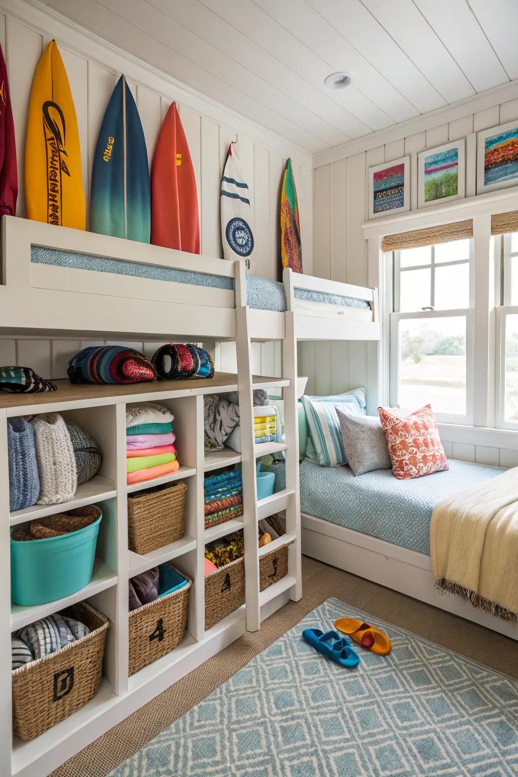 Keep your beach gear organized with under-bed storage.