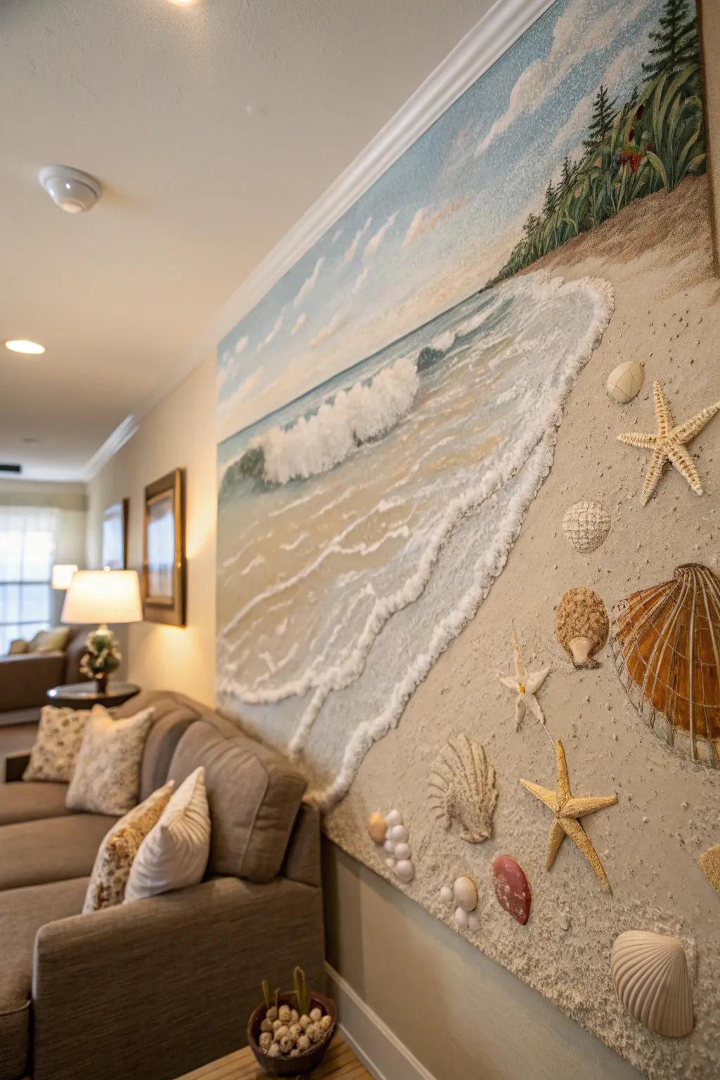 Enhance your beach art with detailed brushwork for a personal touch.