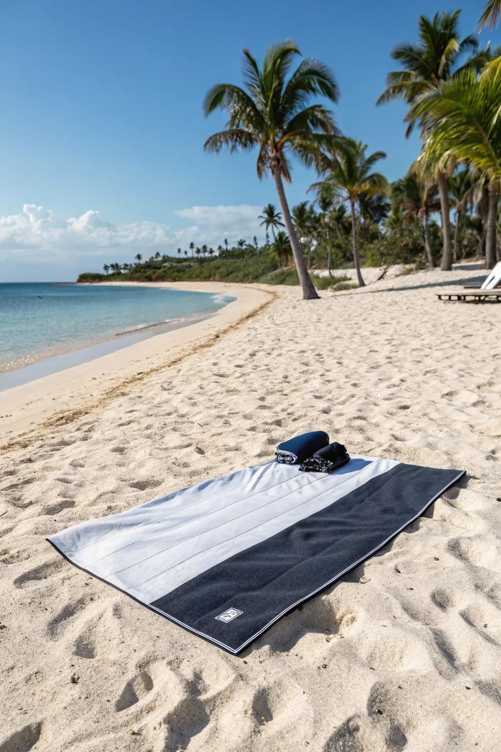 Experience the convenience of sand-free towels for a cleaner beach day.