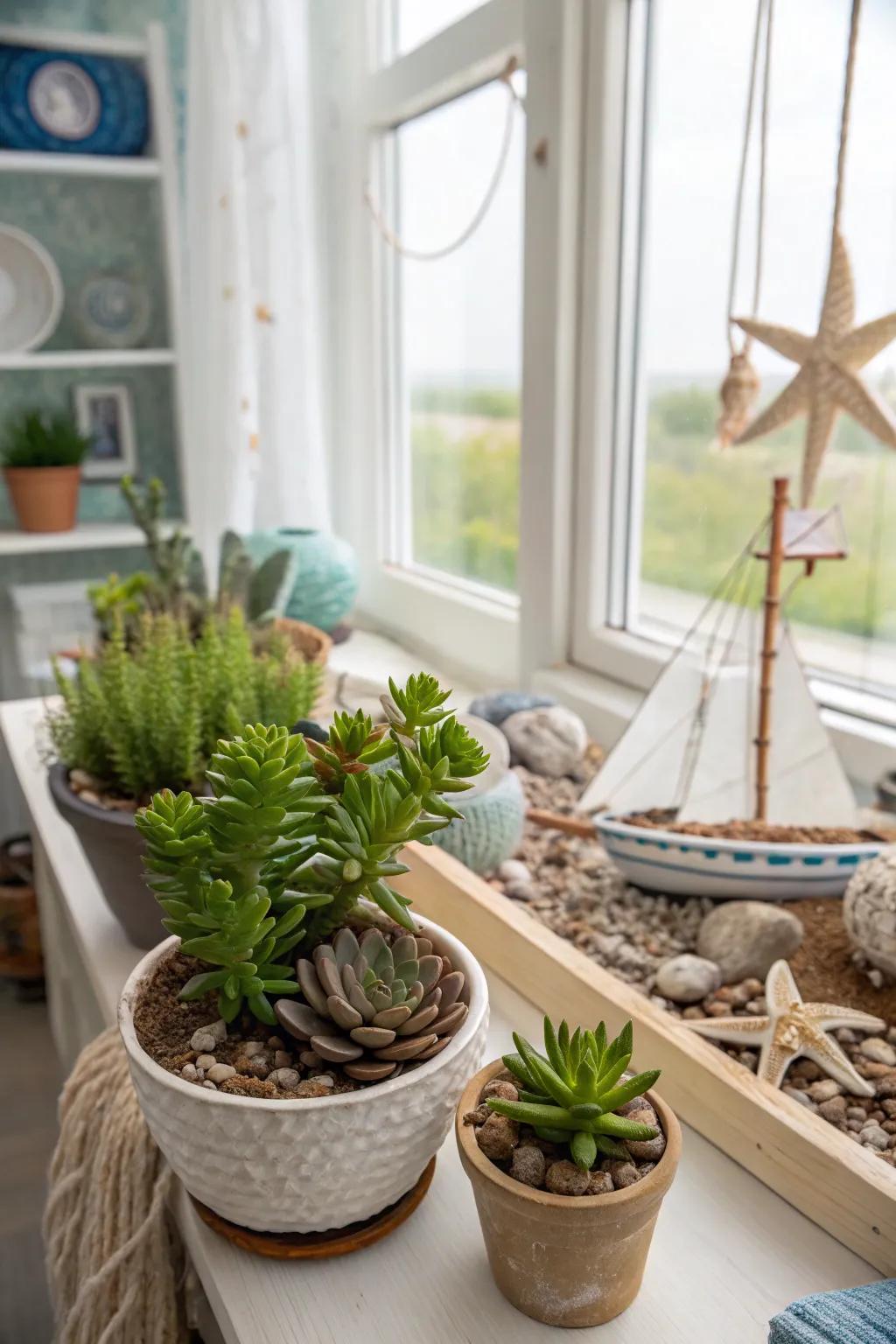 Beachy plants add life and color to your space.