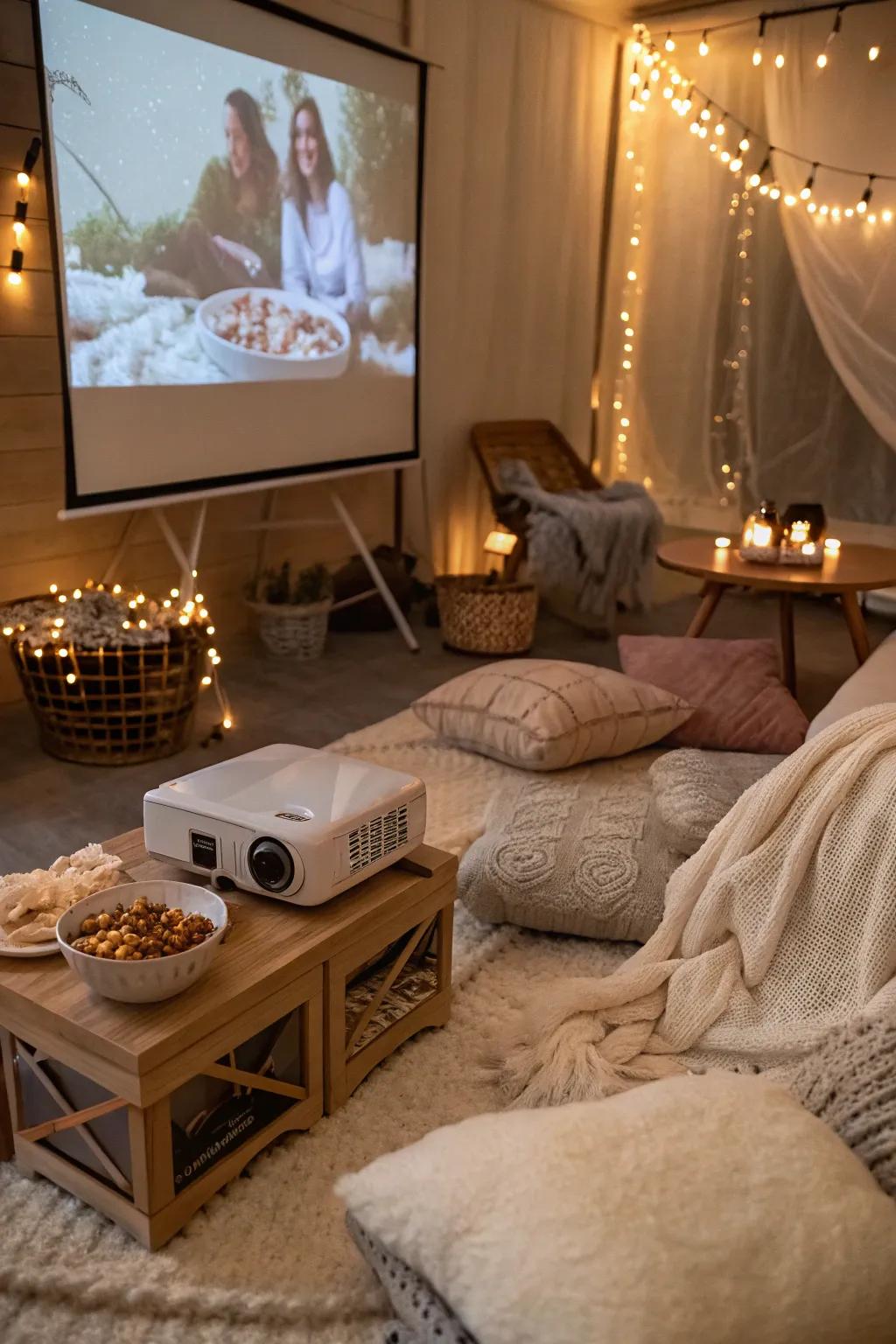 Enjoy a night of movies and comfort with a home theater vibe.