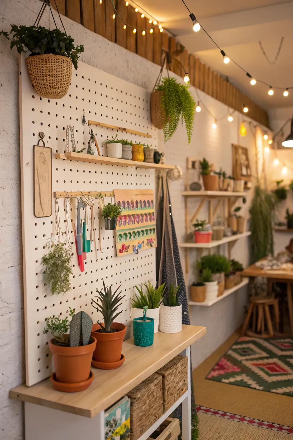 Pegboards offer versatile and customizable storage solutions.