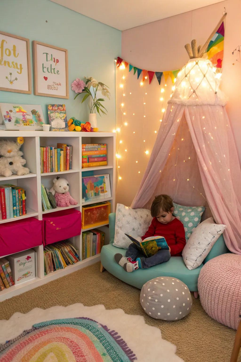 A whimsical nook that sparks imagination in young readers.