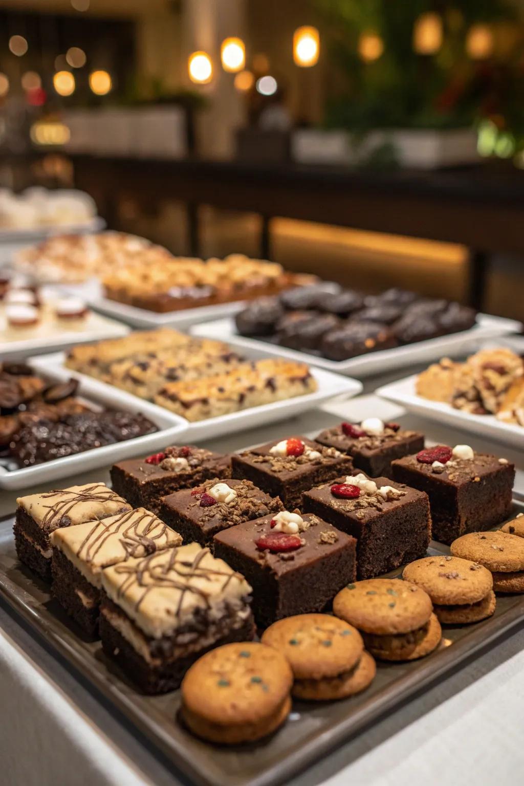 A delightful dessert bar filled with an assortment of sweets.