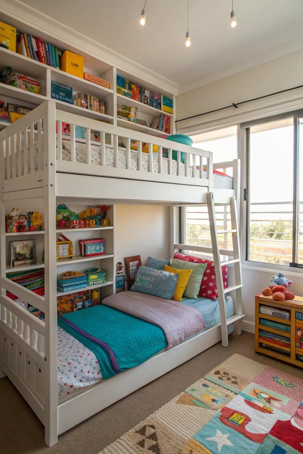 Safety is key in a shared room with a bunk bed.