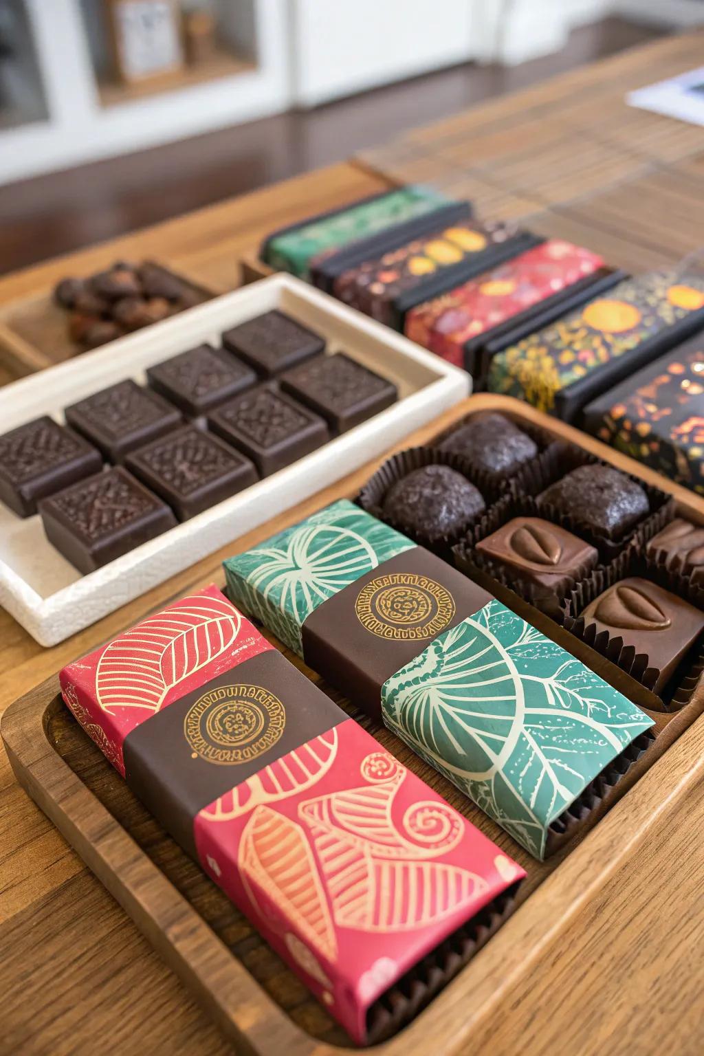 Bespoke chocolate bars for a sweet personalized treat.