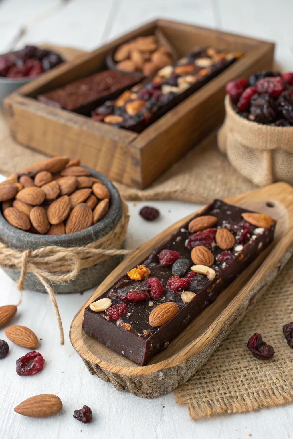 Wholesome candy bar featuring healthy and natural treats.