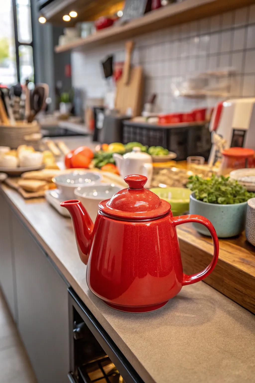 Bold colors make this teapot the star of any kitchen.