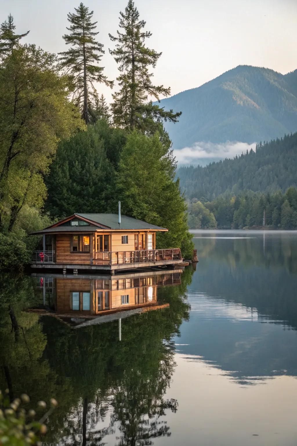 Tranquil floating home offering a serene waterfront lifestyle.